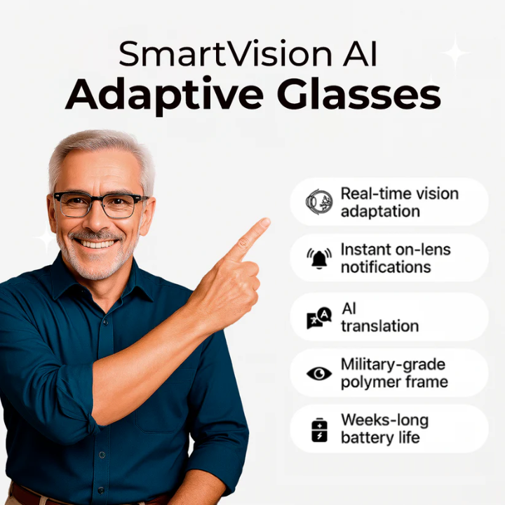 SmartVision™ AI-Powered Adaptive Glasses – product detail image 2 at Ozoric